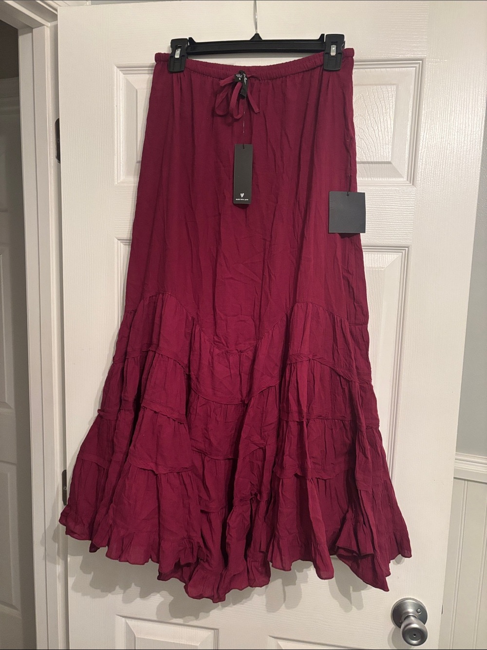 Lulu's Burgundy Tiered Maxi Skirt